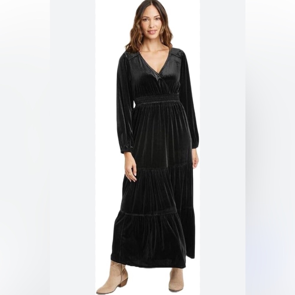 NWT Knox Rose Tiered Back Velvet Maxi Dress